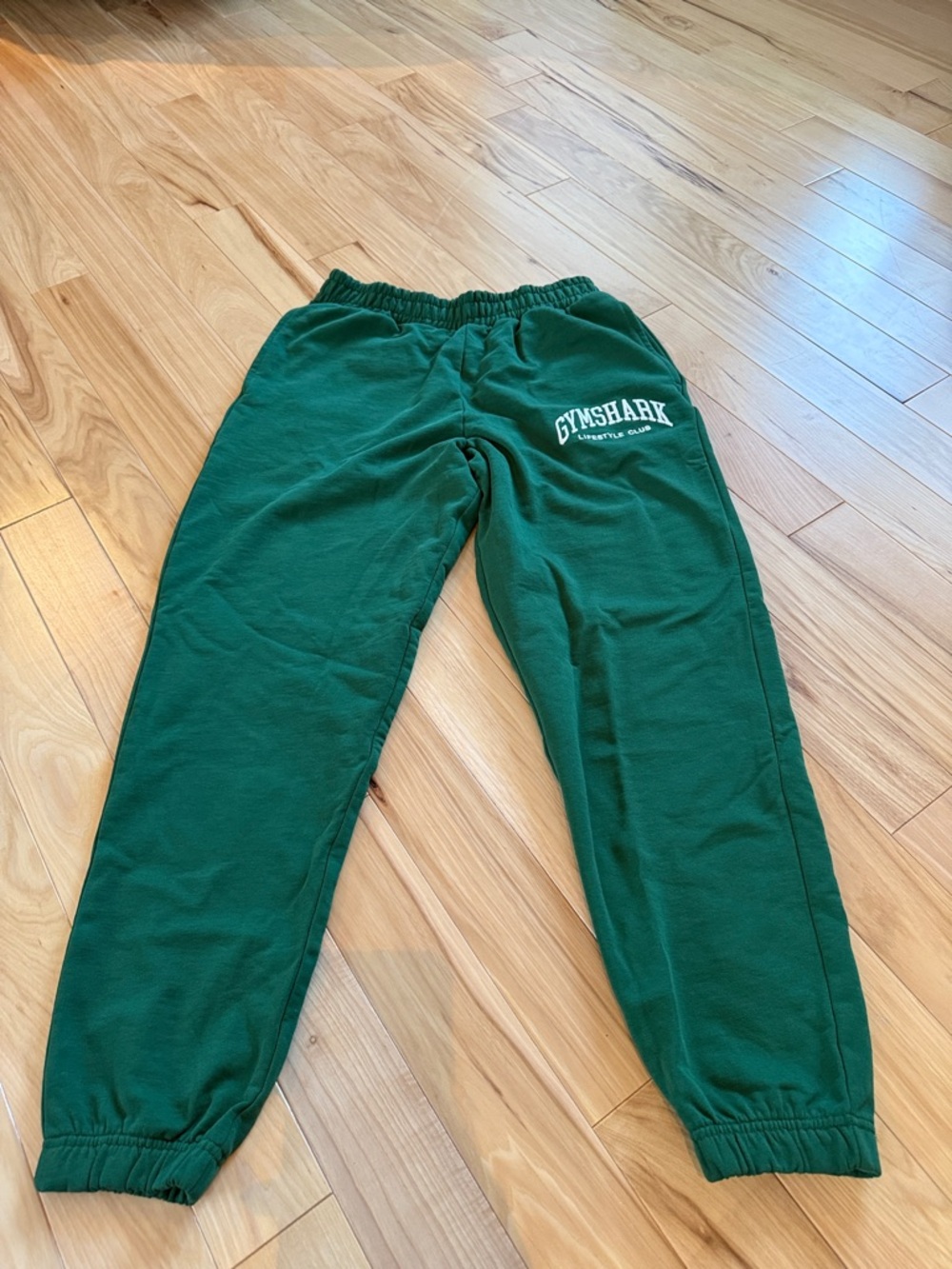 Gymshark Kids Dark Green Joggers with White Logo
